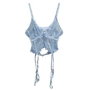 Voight by Valentina Made in Heaven Angelic Bra Bustier Garter Lingerie XL Blue